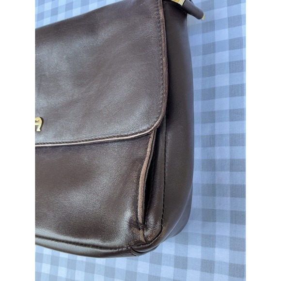 Etienne Aigner Vintage Brown Leather Handbag Shoulder Purse Brass Buckle - Picture 4 of 11